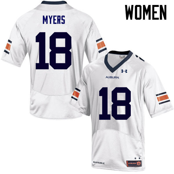 Women Auburn Tigers #18 Jayvaughn Myers College Football Jerseys Sale-White